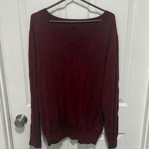 Elegant Burgundy V-Neck Sweater